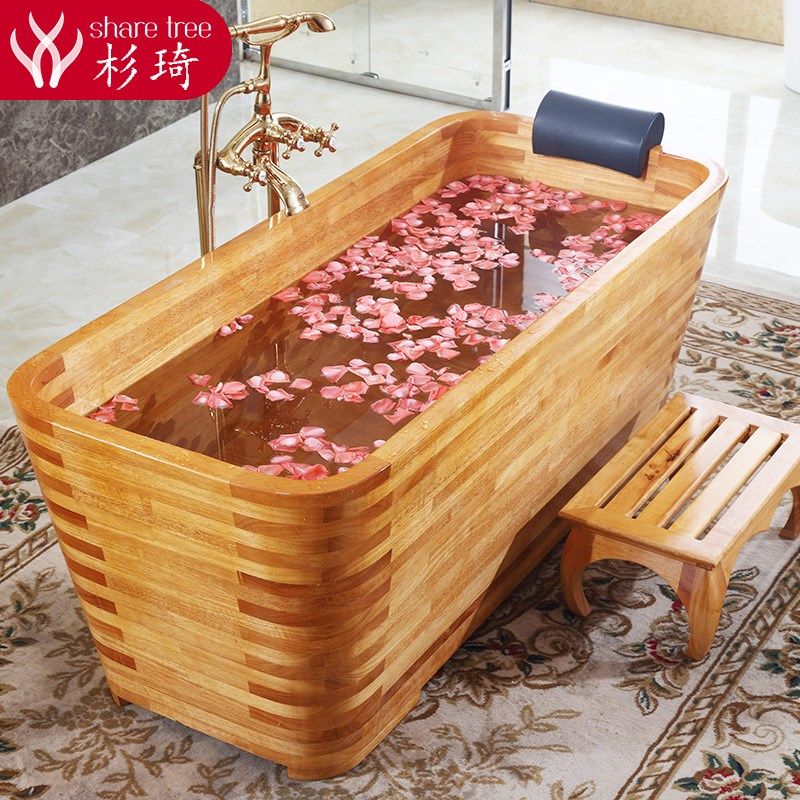 杉琦浴缸沐浴桶浴盆全身洗澡木桶成人家用木桶泡澡桶齿接加厚橡木