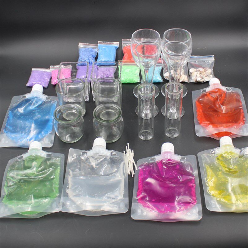 儿童手工制作蜡烛材料包 亲子活动 无烟隔水加热果冻蜡 diy蜡烛