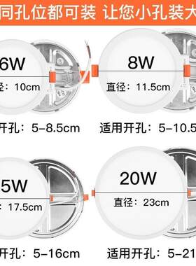 四川成都LED自由开孔筒灯可调开孔大小15瓦20瓦办公家用工程孔灯