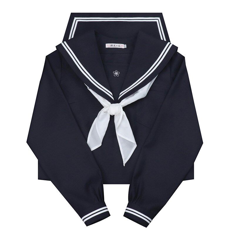 樱花家族jk制服【绀身白二本】水手服中间服冬服校供感长袖套装女
