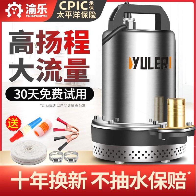 德国进口直流潜水泵48V72V电瓶车电动抽水泵小型抽水机浇水大流量