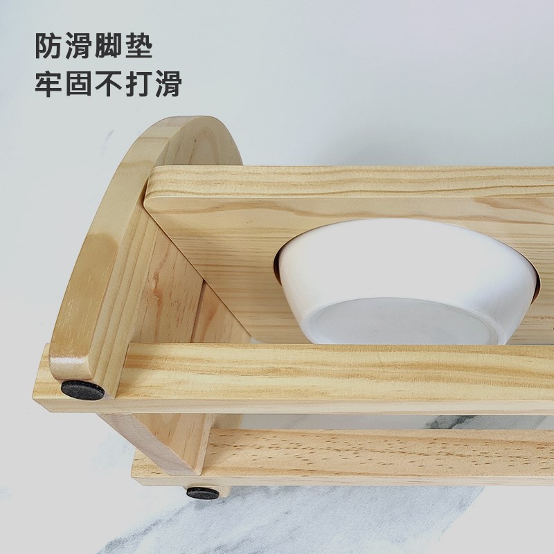 宠物猫碗陶瓷双碗猫咪狗狗食盆保护颈椎食盆防打翻斜口碗盆
