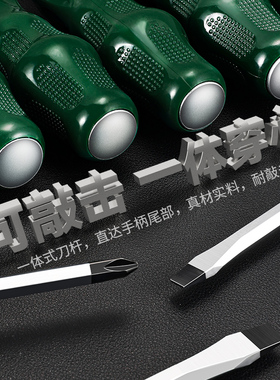 高硬度十字一字螺丝刀敲击穿心梅花长杆起子平口十字头改锥带磁性