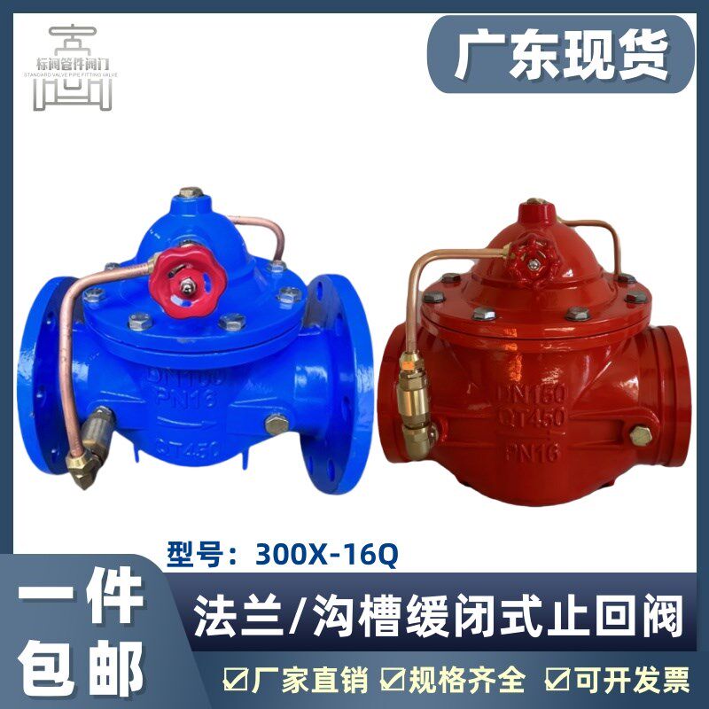 300X缓闭止回阀消声防水锤逆止阀铸铁法兰DN50 65 80 150 200 125