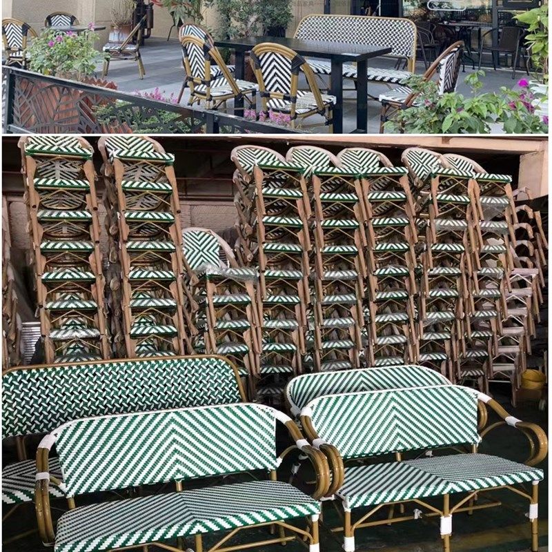 民宿户外藤编沙发美式咖啡厅藤椅奶茶店餐厅外摆法式花园竹节藤椅