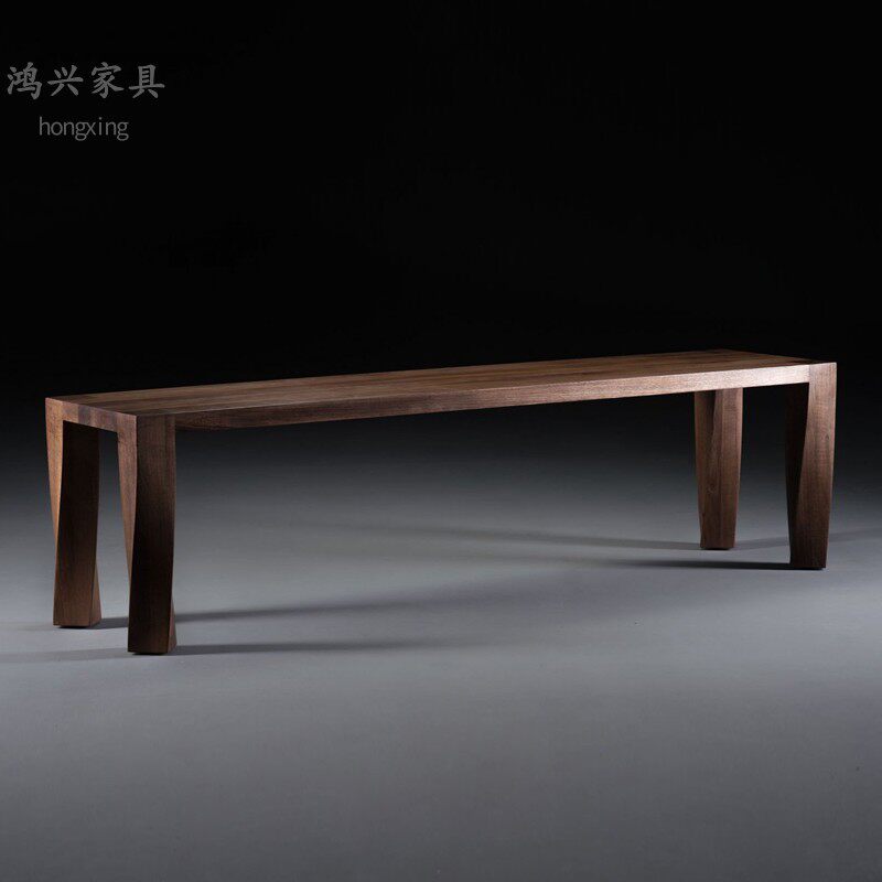 北美黑胡桃木长凳餐桌凳子新中式家用长板凳实木换鞋凳长条凳北欧