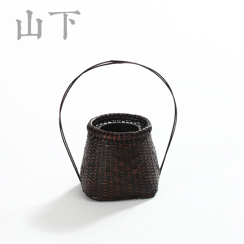 安吉竹编花插竹编花瓶花筒日式田园花器传统花艺茶道插花教学工具