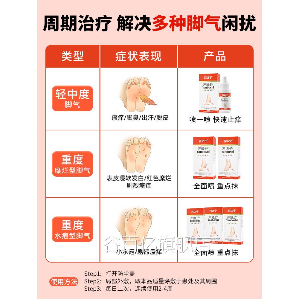百达宁严士脚气喷博雾剂膏杀菌治脚气止痒烂脚丫脱皮糜烂缝烂痒谷