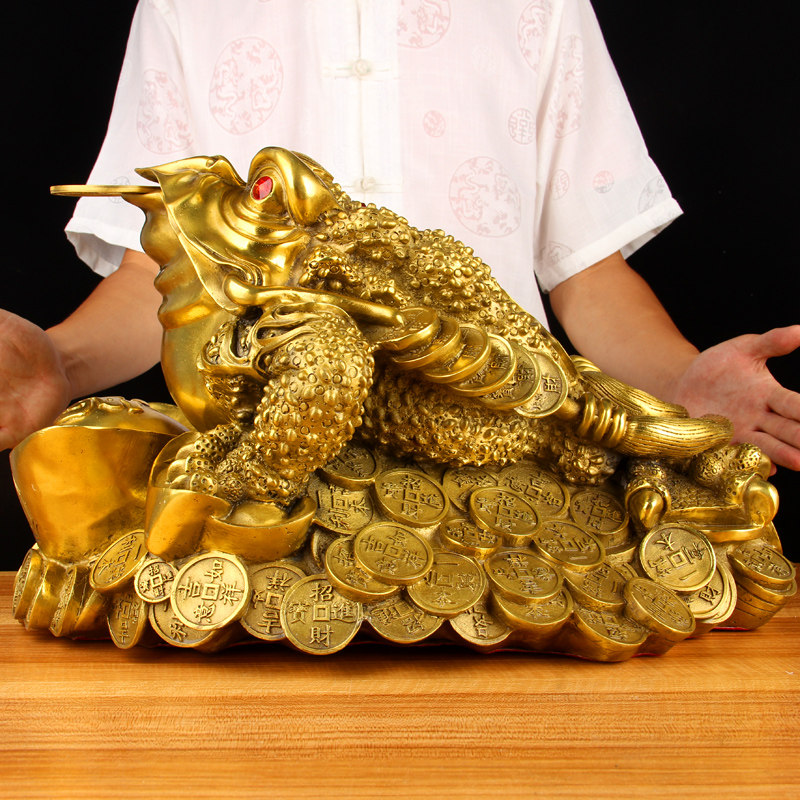 2.2尺铜元宝金蟾摆件 铜金蟾摆件 铜蟾王摆件