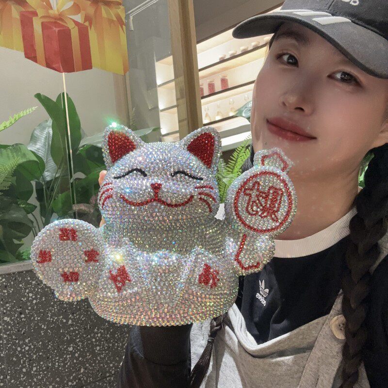 恭喜发财猫咪DIY贴钻存钱罐硬币零钱罐招财猫储蓄罐店铺开业礼品