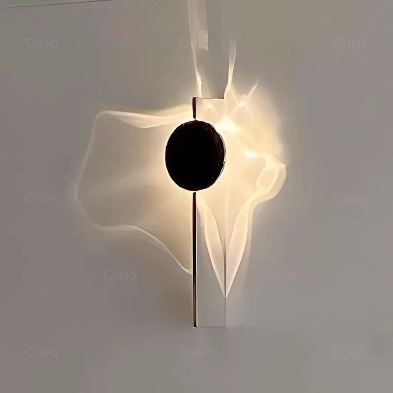 免接线壁灯设计师波纹光效不锈钢LED背景墙书房过道网红充电壁灯