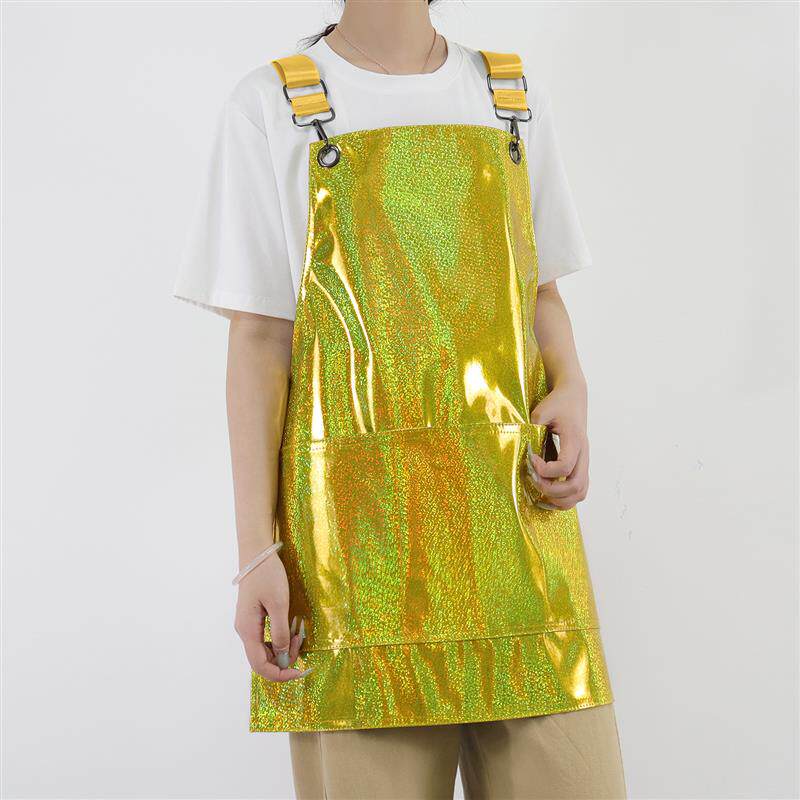 时尚洋气PU围裙防水防油理发店染发男女时尚美甲化妆师工作服定制