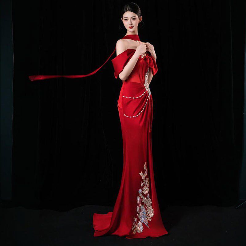 晚礼服女2025新款高级感轻奢小众高端敬酒服新中式订婚红色连衣裙