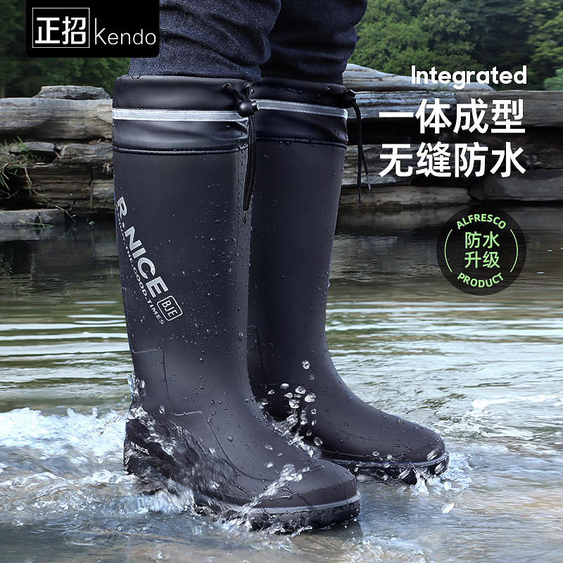 雨鞋男款高筒棉靴子男士防水鞋外穿防水防滑O水靴硅胶耐磨钓鱼胶