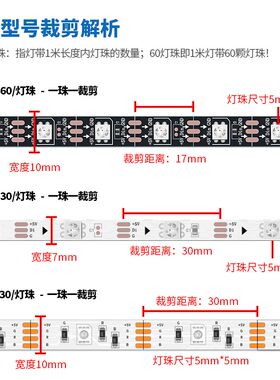 RGB幻彩灯带洞洞板背光氛围灯电竞房背景LED七彩灯USB灯带5V低压