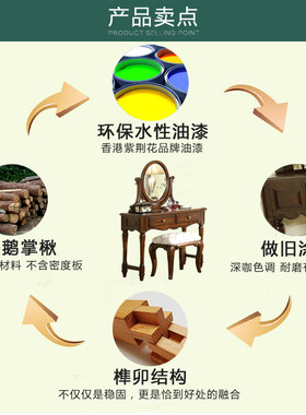 美式梳妆台卧室全实木飘窗化妆桌小户型欧式迷你梳妆台镜子0.95米