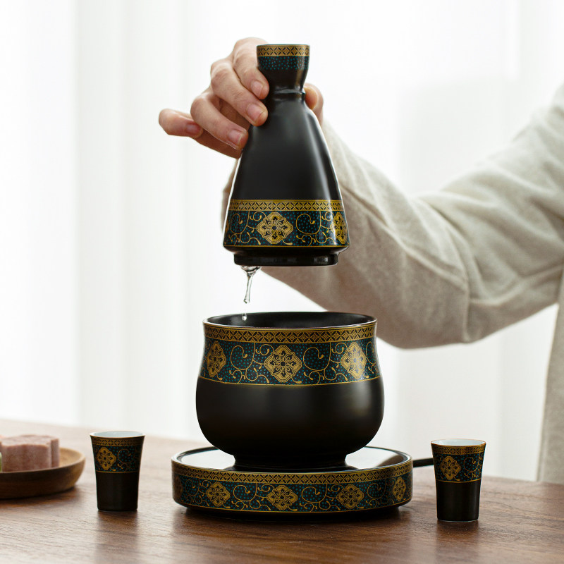 温酒器家用老式烫酒壶中式温酒壶煮酒器套装黄酒热酒器酒壶套装