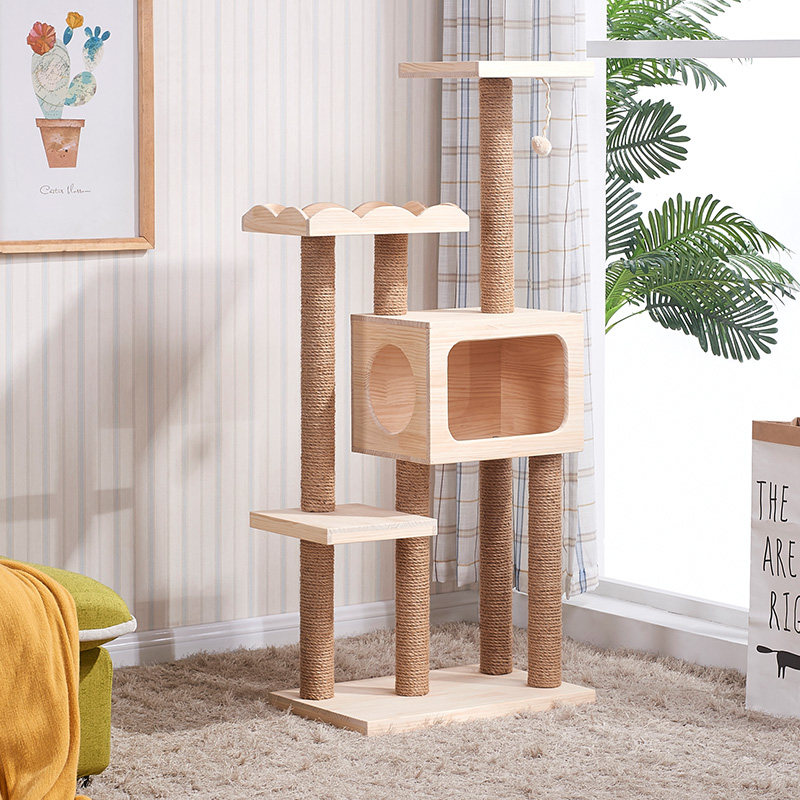 猫爬架实木剑麻猫抓柱木制树屋猫窝宠物用品豪华猫树猫别墅猫架子