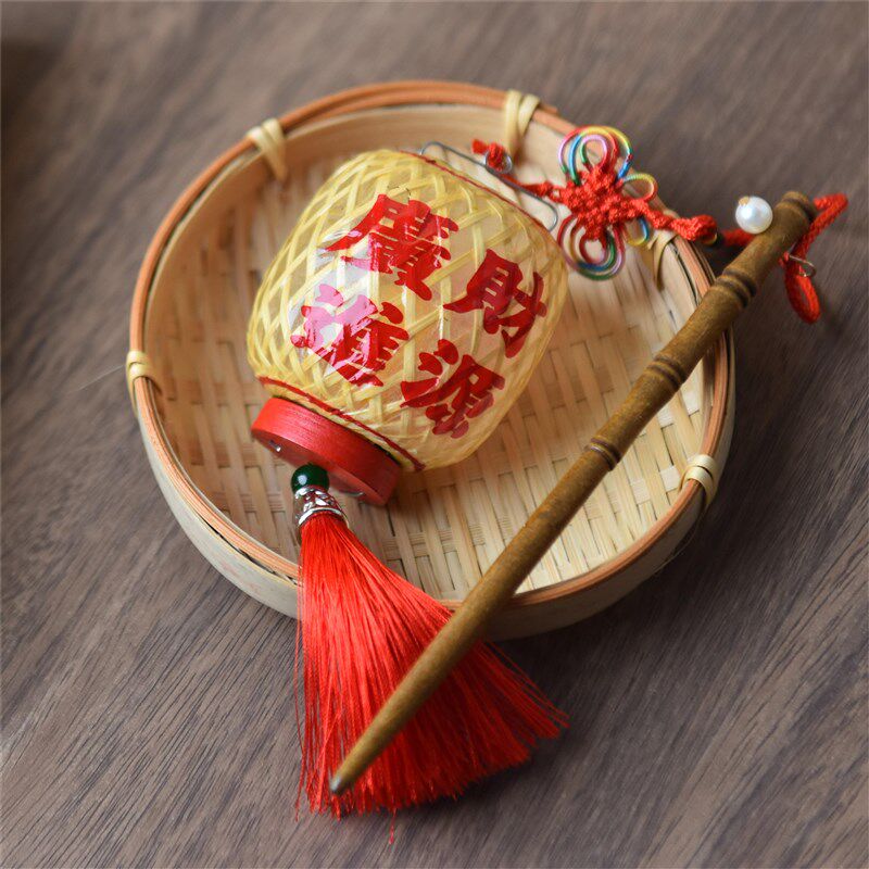 节日灯笼竹编小灯笼圆形喜庆油纸灯笼古风拍照中式装饰手提一个装