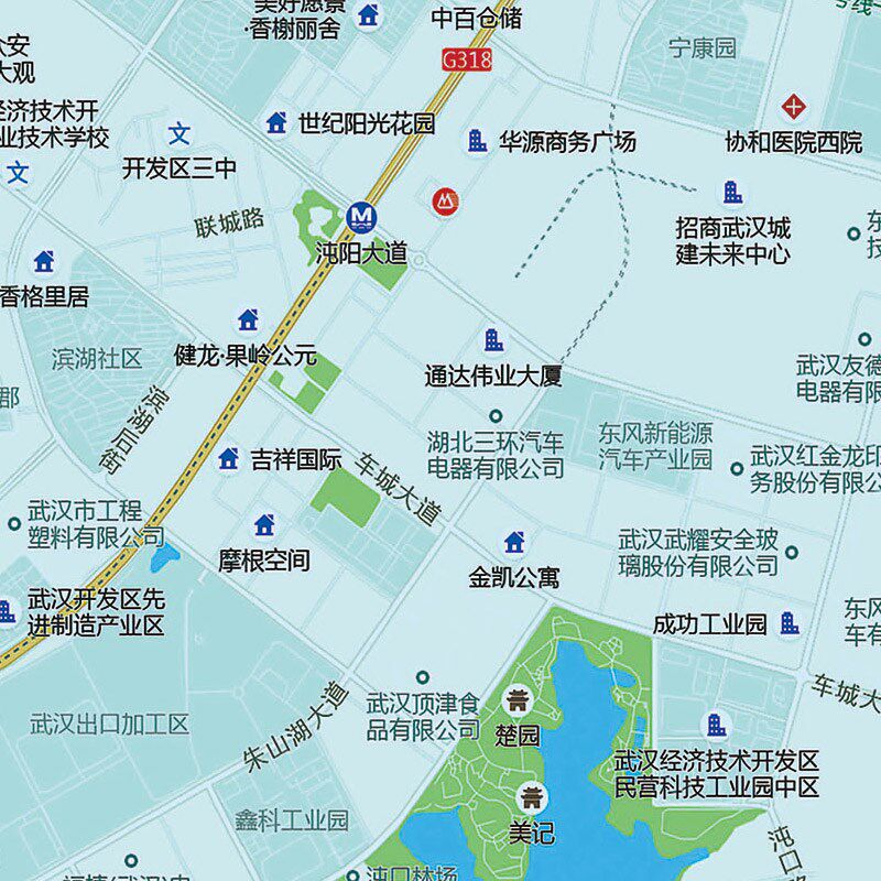 2024新款武汉市城区地图办公室挂图高清防水墙壁装饰实物推荐定制