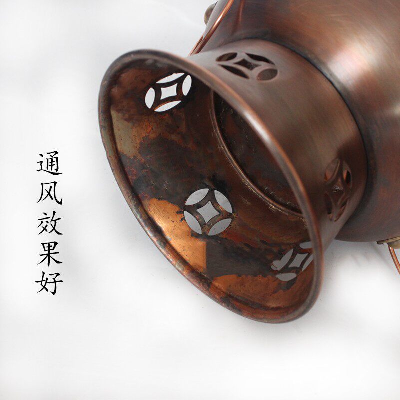 酒精小火锅纯铜一人食加厚紫铜小铜锅单人纯铜酒精锅紫铜酒精铜炉