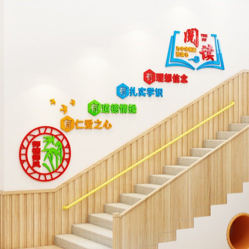 中小学楼梯墙面装饰师德师风教室班级布置校园文化建设主题墙贴纸