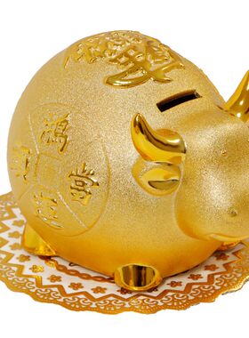 2021年生肖牛年摆件旺财金牛存钱罐大号小号公司创意礼品5寸-12寸