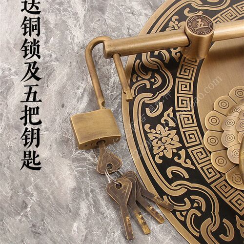 加粗中式仿古大门插销门锁加大纯铜复古别墅木门门栓门闩门环拉手
