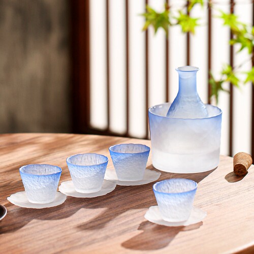 围炉冰茶工具蔚蓝清酒壶小酒杯白酒杯酒具烧酒酒盅家用烫酒温酒壶