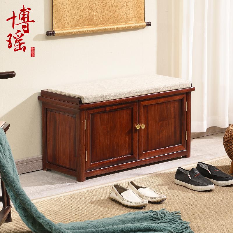 新中式香樟木换鞋凳长条凳实木鞋架门口一体鞋柜可坐式原木穿鞋凳