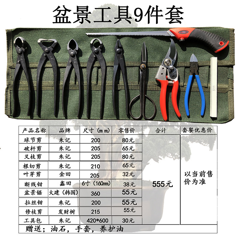 盆景工具套装 朱记盆景工具球节剪叉枝剪破杆剪铝线盆景修剪造型