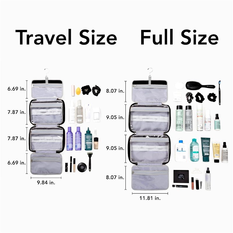 洗漱包防水化妆首饰旅行洗漱包皮革挂袋带珠宝隔层的旅行化妆包
