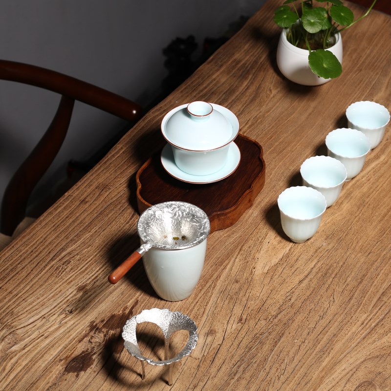 手工纯锡茶漏茶滤创意小鱼茶渣过滤网茶托 功夫茶道零配件