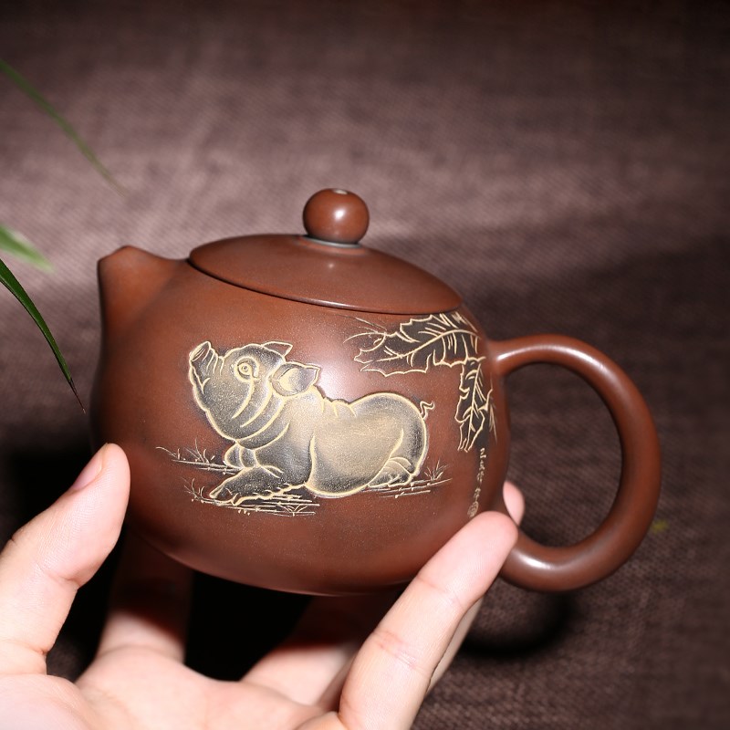 钦州坭兴陶茶壶十二生肖西施泡茶壶马武宏名家手工茶具单壶套装