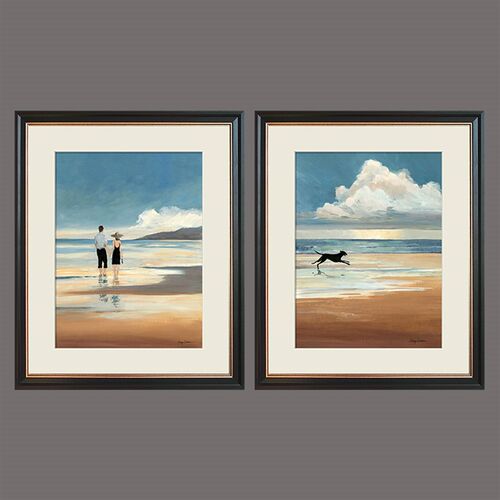 亲密爱人海边风景现代美式小众艺术装饰画M挂画书房餐厅卧室床头