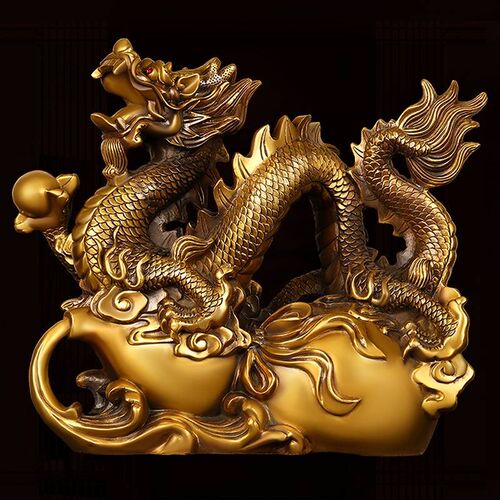纯铜龙摆件生肖龙福禄龙葫芦龙神兽瑞兽J大号家用办公室桌面装饰