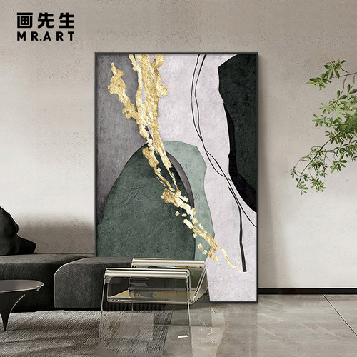 现代简约客厅装饰画抽象沙发背景墙挂画L肌理巨幅落地画玄关壁画