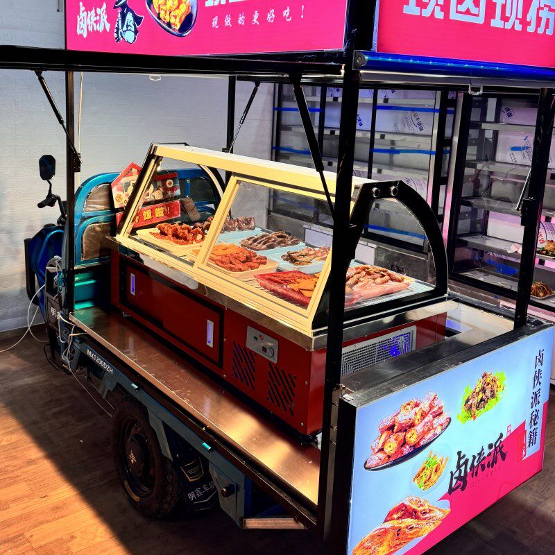 三轮车移动冰箱冰柜摆摊烧烤熟食炸串卤菜台式冷藏保鲜鸭脖展示柜