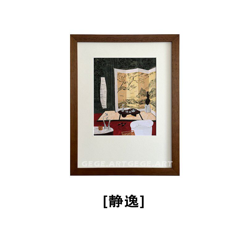 gege中古风客厅装饰画高级感小众艺术挂画卧室玄关壁画沙发背景墙