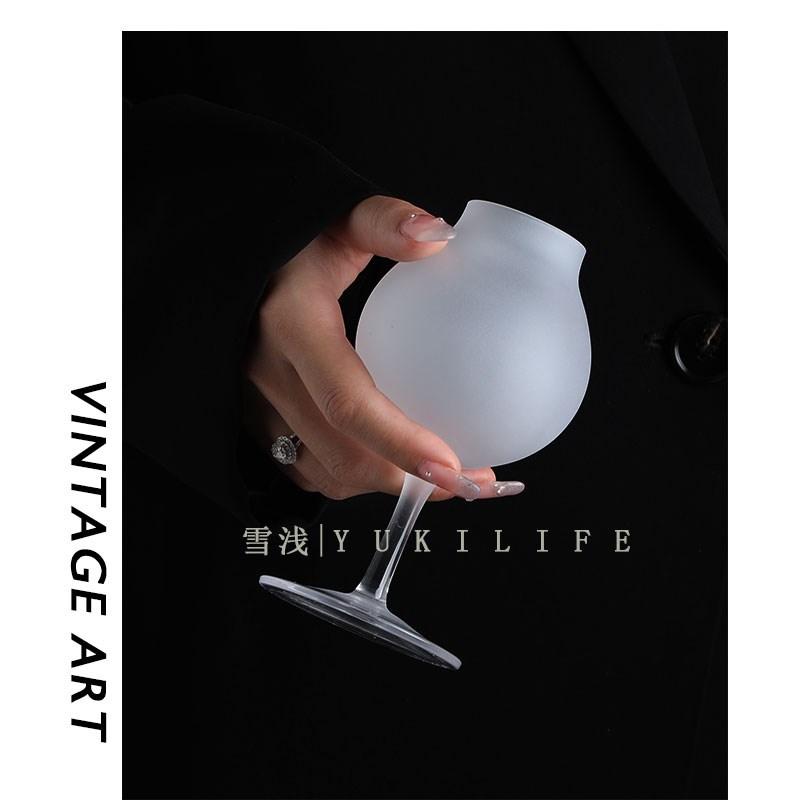 白色铃兰花的幸福定义水晶高脚新款/中古风vintage酒杯威士忌杯