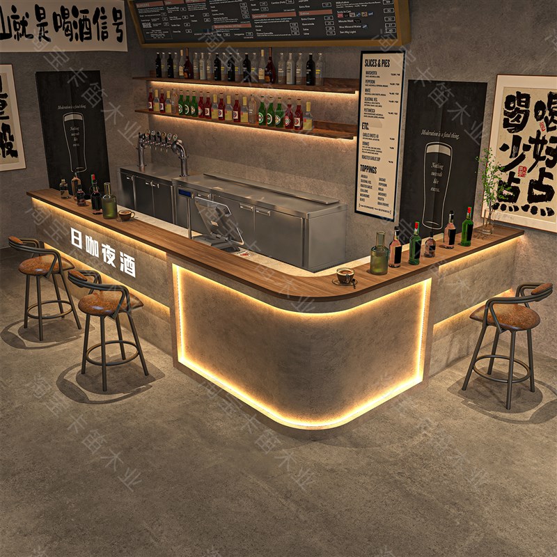 工业风酒吧吧台餐厅咖啡店前台小酒馆烧J烤店收银台台球厅接待柜