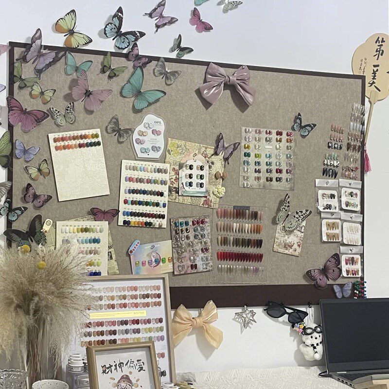 毛毡板美甲打版色卡展示板免打孔照片墙软木板相片墙背景板留言板