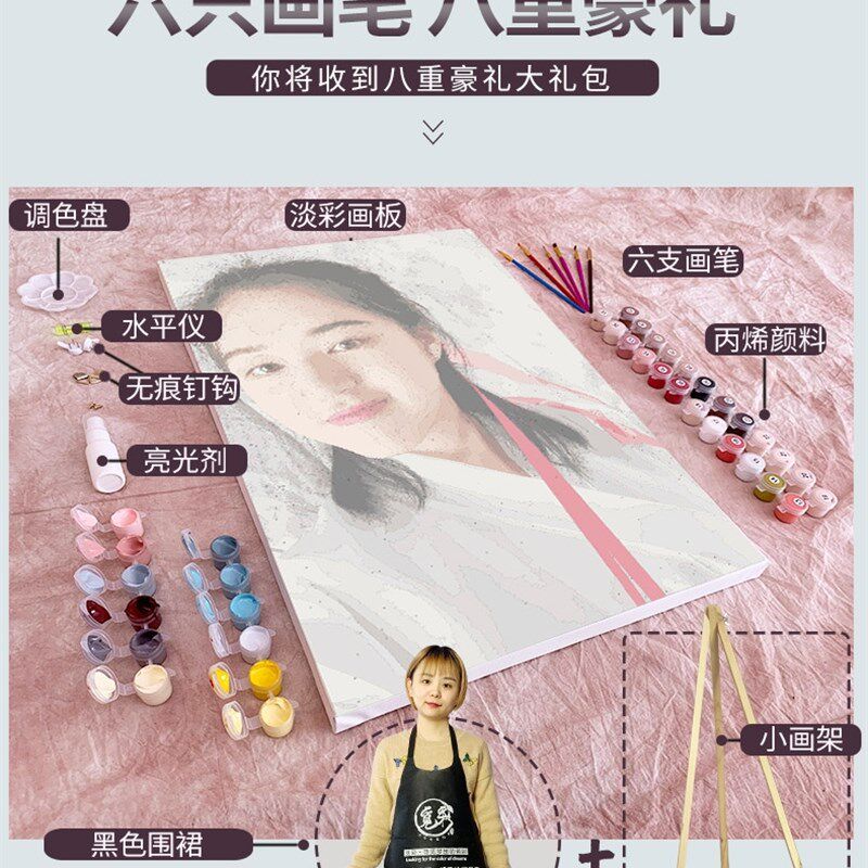 数字油画diy照片定制人物定做填色人像自手绘手工减压填充油彩画