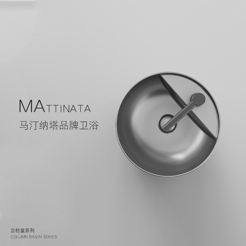 一体立柱盆d陶瓷阳台圆形民宿卫生间立柱式洗脸盆落地式洗手盆