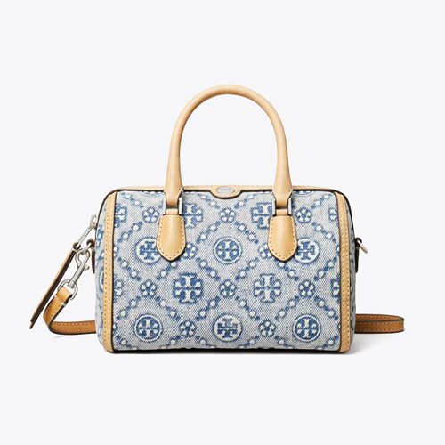 Tory Burch/汤丽柏琦T Monogram波士顿包牛仔老花包包女士手提包