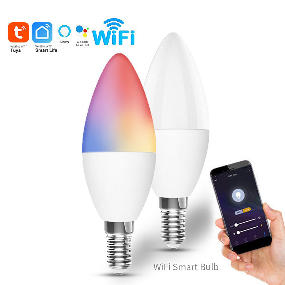 涂鸦wifi蜡烛灯E14智能球泡LED灯泡远程智能语音控制调光调色TUYA