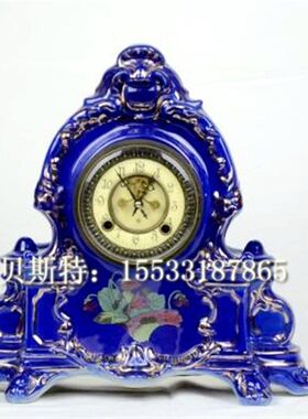 钟表 机械陶瓷座j钟 纯铜明卡轮机芯 古典搪瓷钟 西洋把玩古典钟