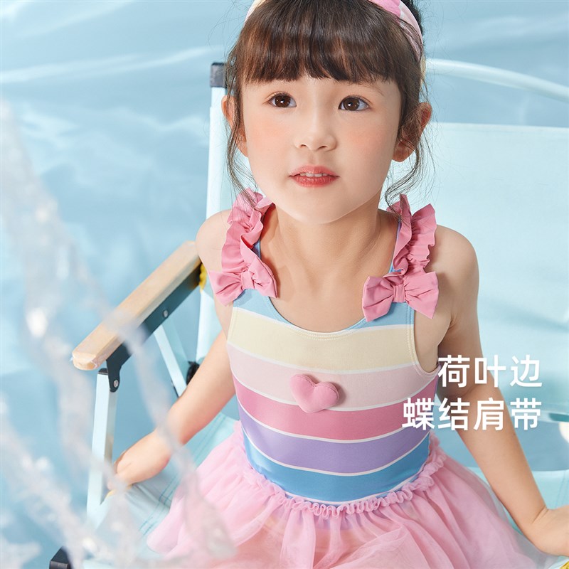 泳衣2024新款女童3儿童连体游泳衣吊带小童夏装时髦5岁宝宝泳装女