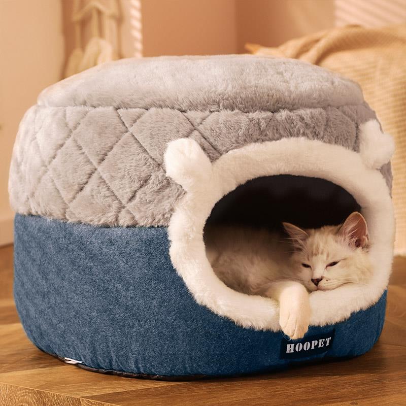 猫窝冬季保暖全封闭式可拆洗猫睡垫子加厚猫咪安全猫房子猫屋冬天