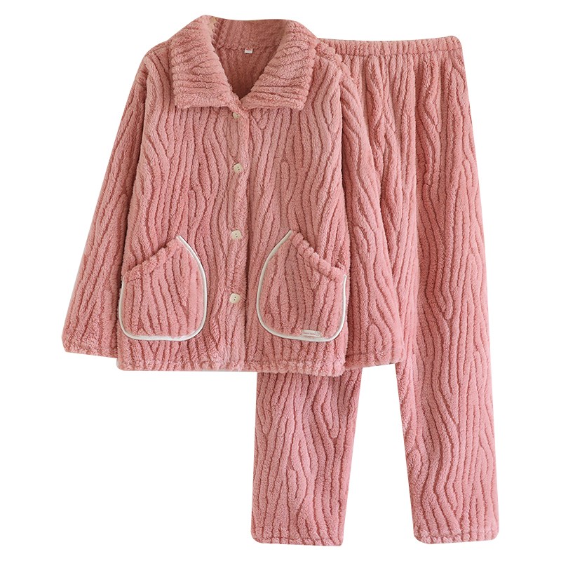 珊瑚绒加厚加绒情侣睡衣秋冬季女士法兰绒保暖家居服男冬天套装
